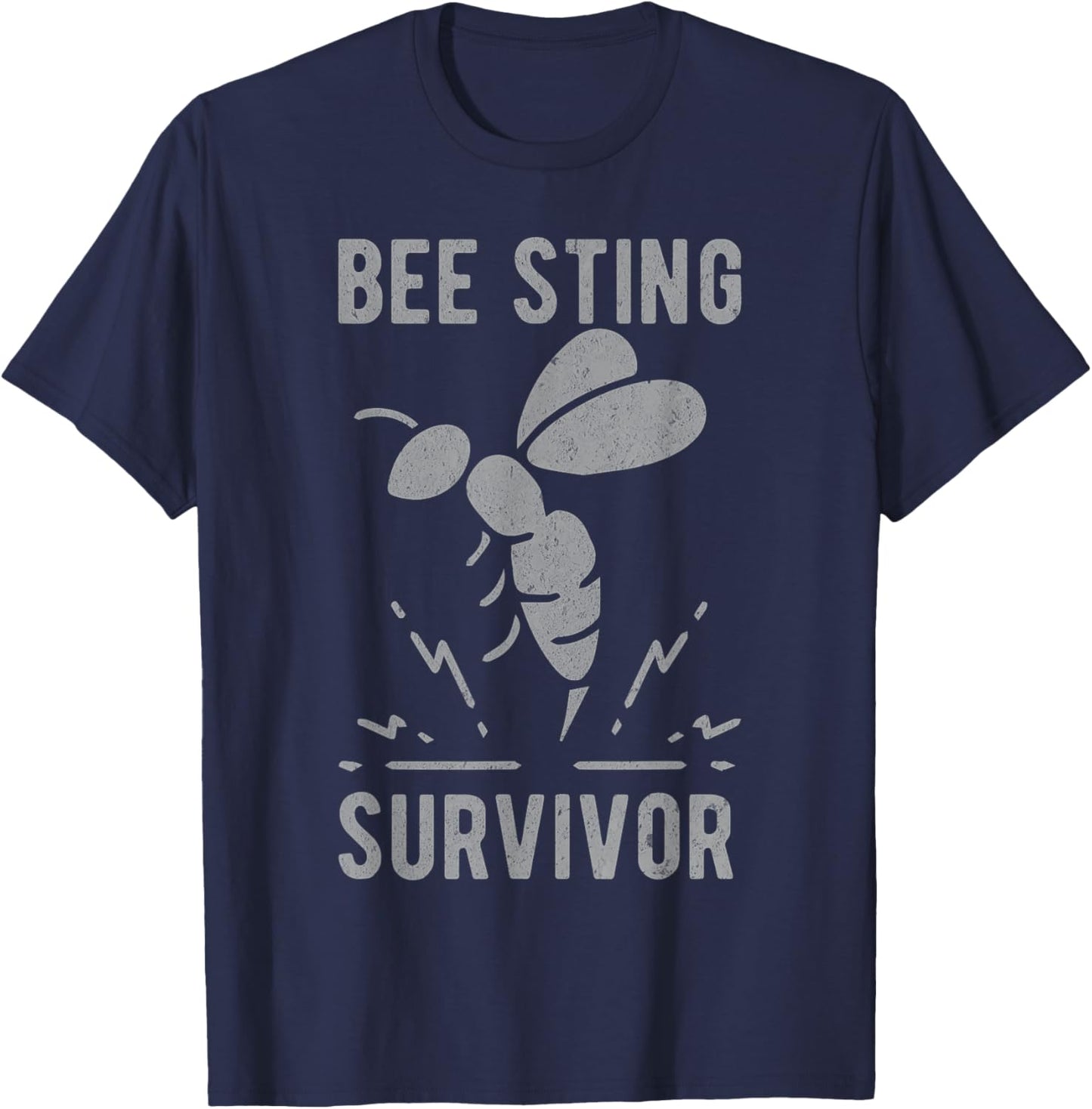 Vintage Bee Sting Survivor I Survived a Bee Sting Bee Keeper T-Shirt - T-Shirt | Navy