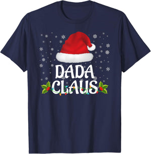 Dada Claus Christmas Lights Santa Pajama Family Matching T-Shirt - T-Shirt | Navy