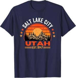 Salt Lake City Utah UT Vintage T-Shirt - T-Shirt | Navy