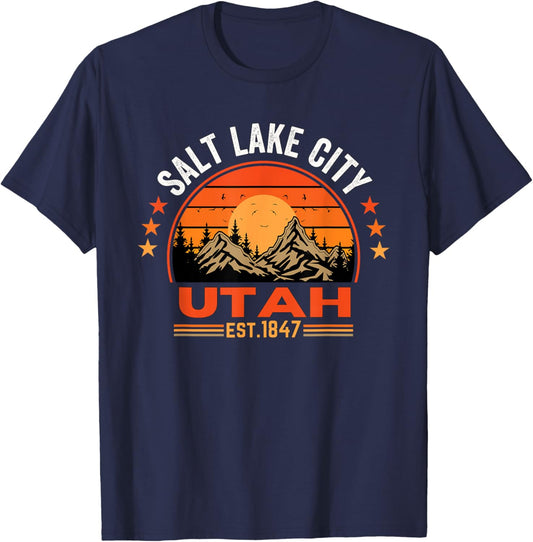 Salt Lake City Utah UT Vintage T-Shirt - T-Shirt | Navy