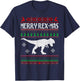 Merry Rex-Mas T-Rex Dinosaur Santa Christmas Ugly Sweater T-Shirt - T-Shirt | Navy