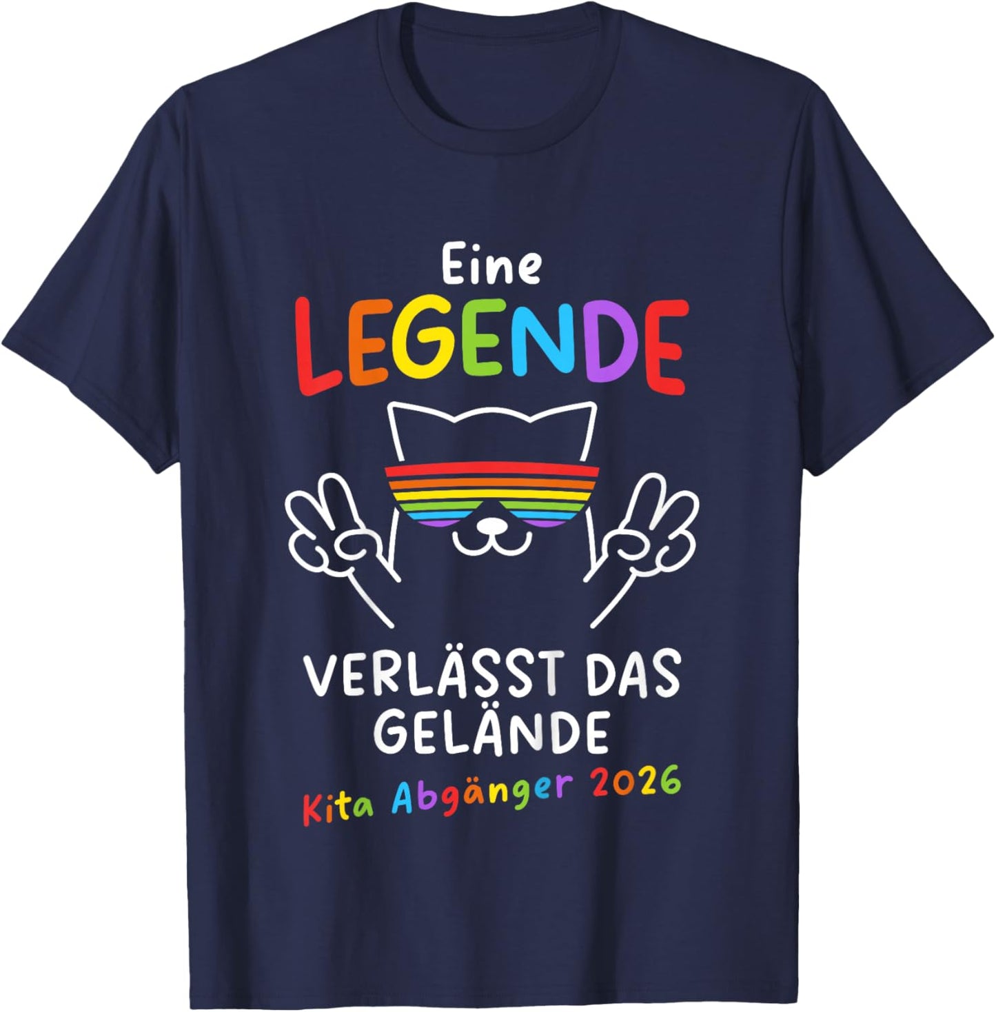 Kinder Kita Abgänger 2026 Kindergarten Abschluss Einschulung Katze T-Shirt - T-Shirt | Navy