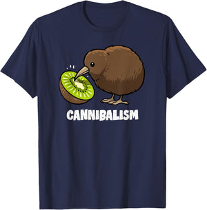 Kiwi Cannibalism Funny Kiwi Bird Joke Cannibal Pun Bird T-Shirt - T-Shirt | Navy