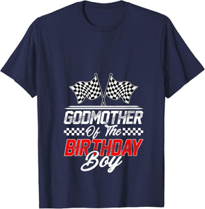Women's Race Car Godmother of The Birthday Boy Racing Family V-Neck T-Shirt - T-Shirt | Navy