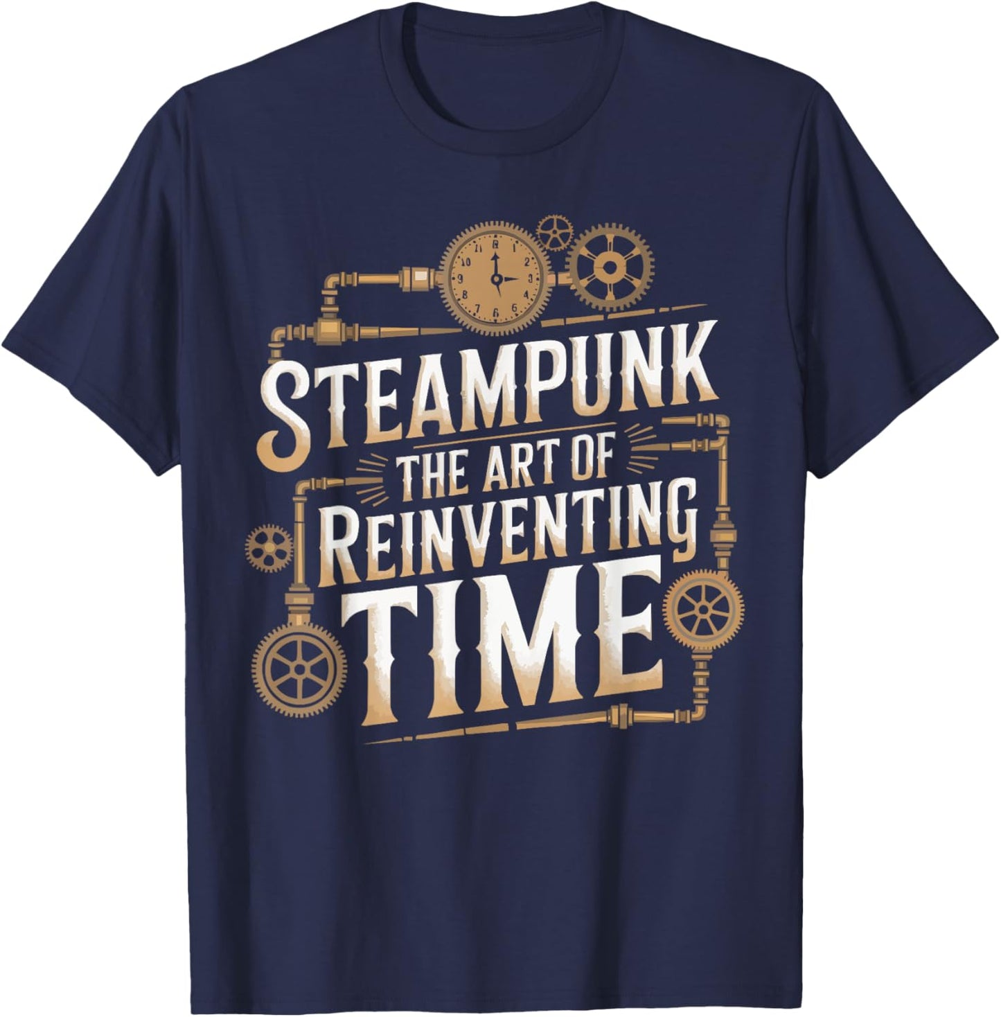 Steampunk Lover Clockwork Steampunk Gears Steam Mechanical T-Shirt - T-Shirt | Navy