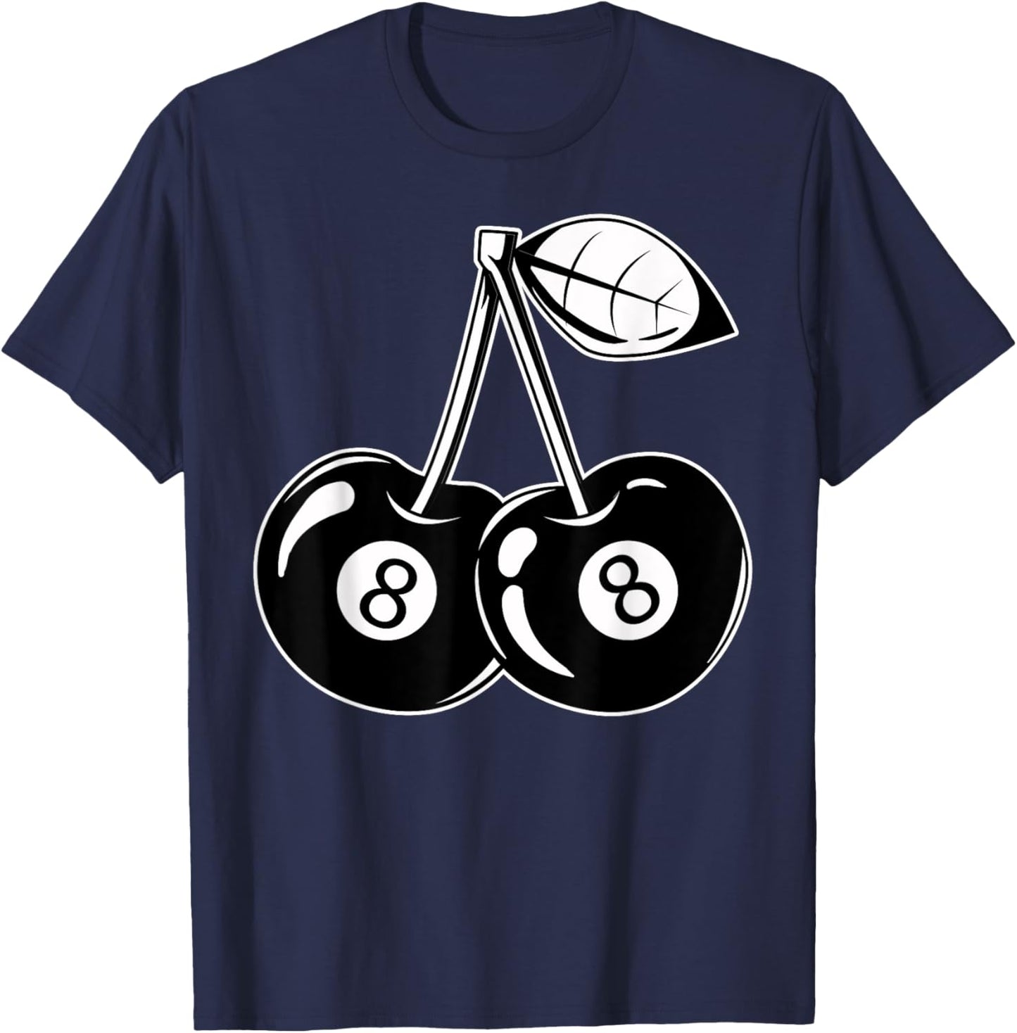 Lucky 8 Ball Black Cherry Lover Y2K Aesthetic Pool Billiard T-Shirt - T-Shirt | Navy