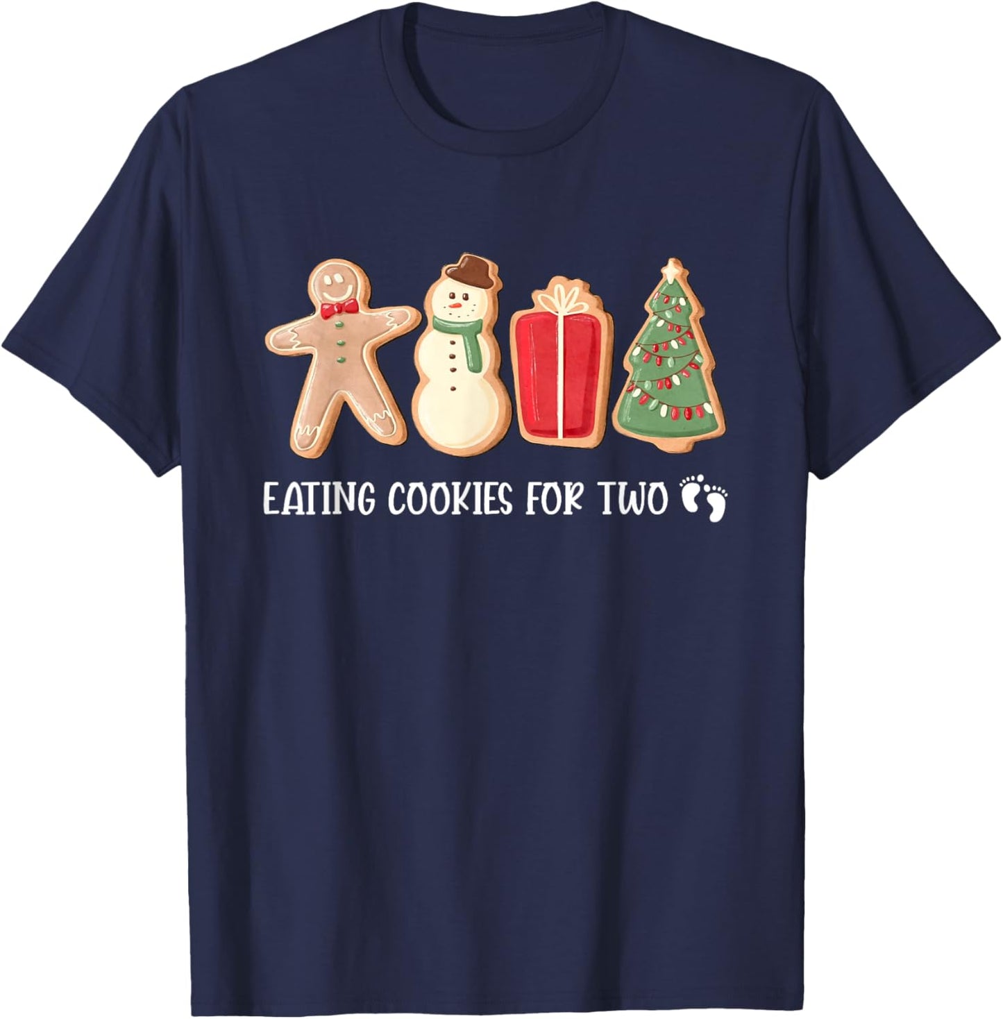 Eating Cookies For Two, New Baby Announcement T-Shirt - T-Shirt | Navy