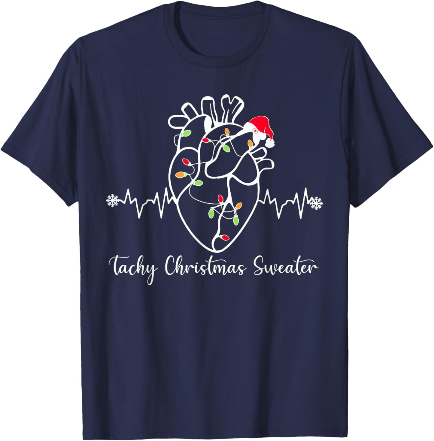 Tachy Christmas Sweater Anatomy Heart Cardiac Nurse Xmas T-Shirt - T-Shirt | Navy