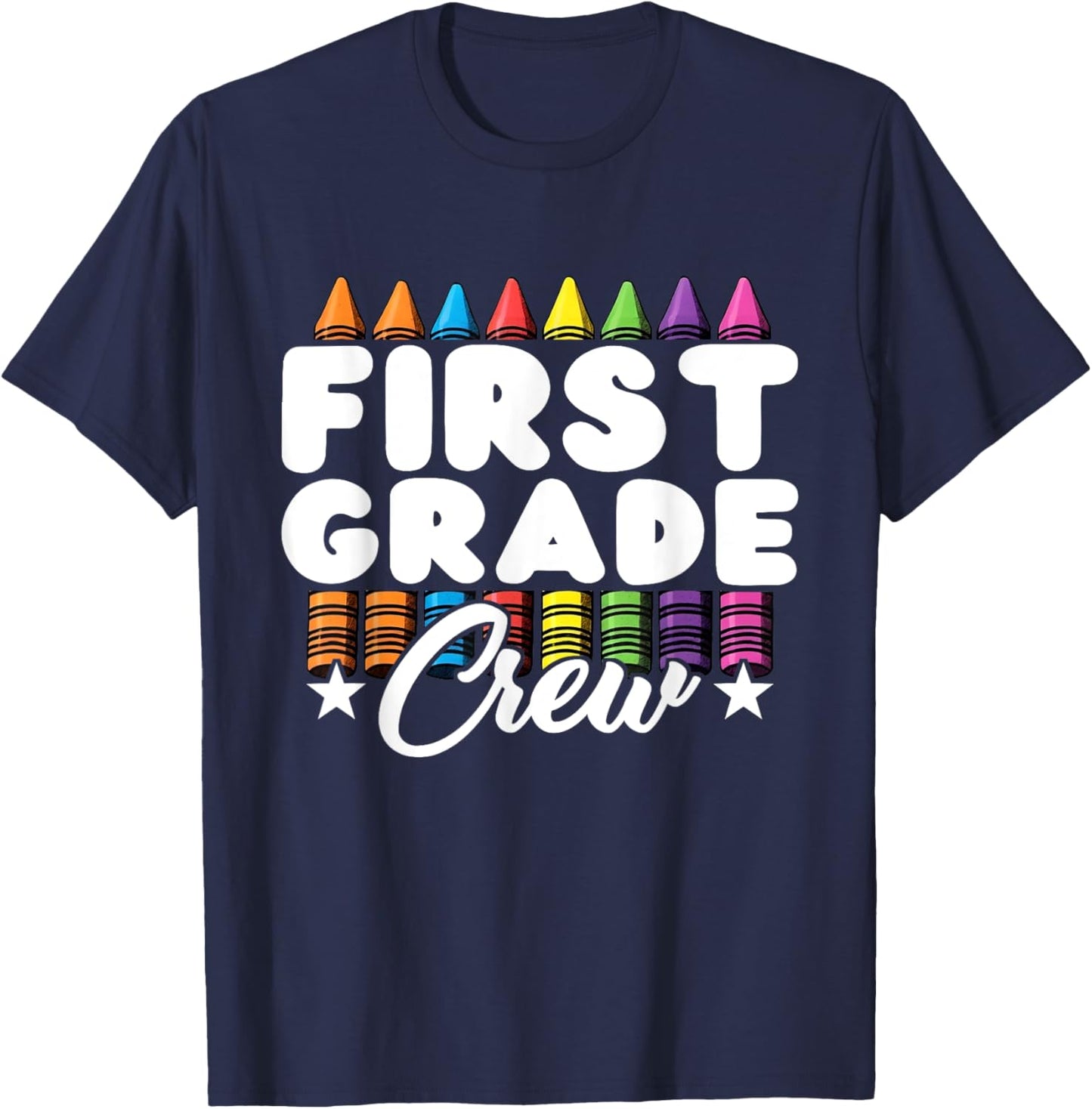 First Grade Crew Teacher Kids Team Back To School Squad T-Shirt - T-Shirt | Navy
