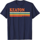 Keaton Retro Personalized First Name Vintage Stripes T-Shirt - T-Shirt | Navy