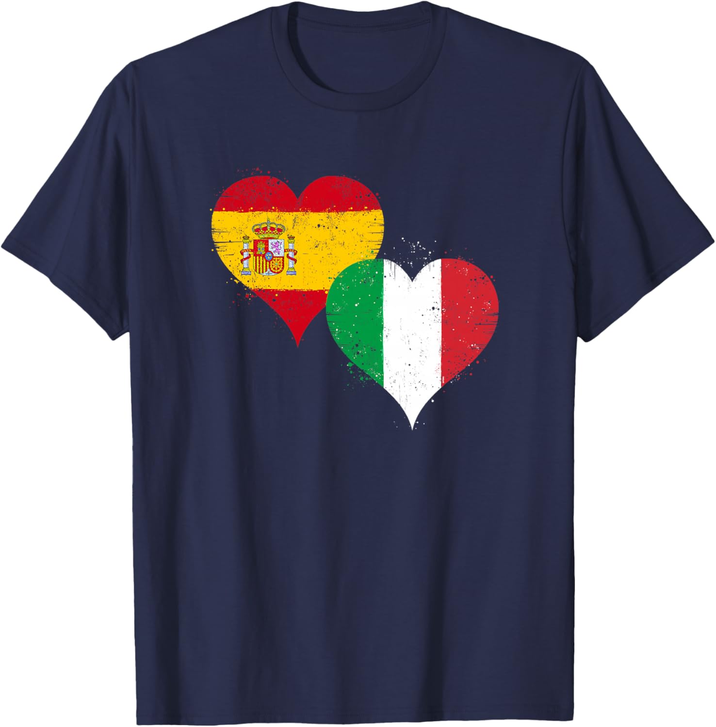 Espagne Italie Drapeau Génial du Fier Fan Italien Espagnol Haut de Gamme T-Shirt - T-Shirt | Navy