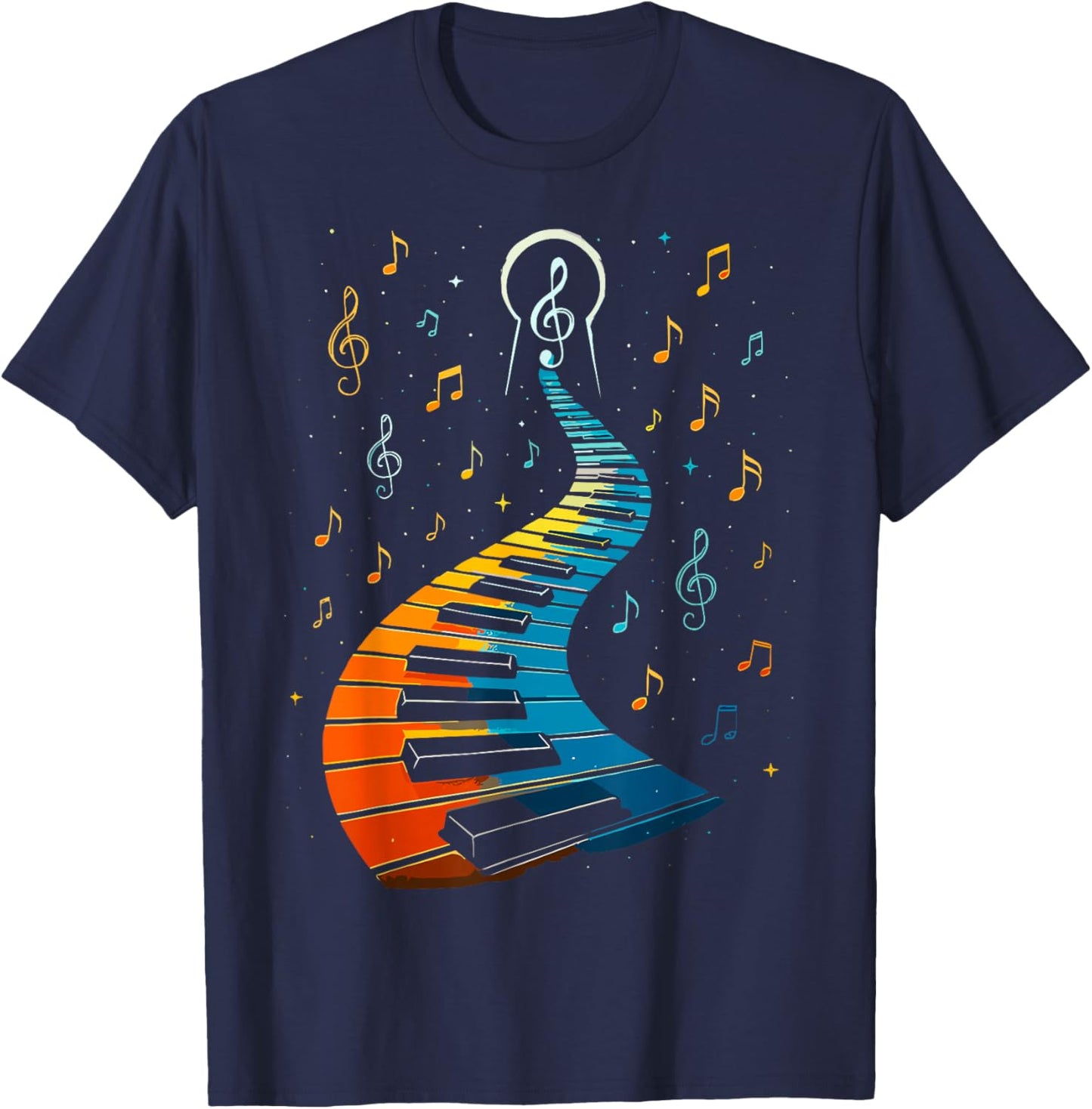 Piano Keyboard Keys Music Notes Pianist T-Shirt - T-Shirt | Navy