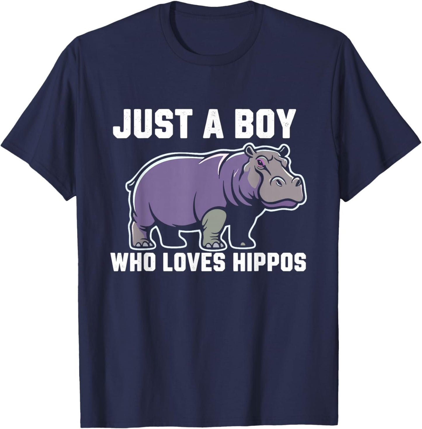 Just a Boy Who Loves Hippos T-Shirt - T-Shirt | Navy