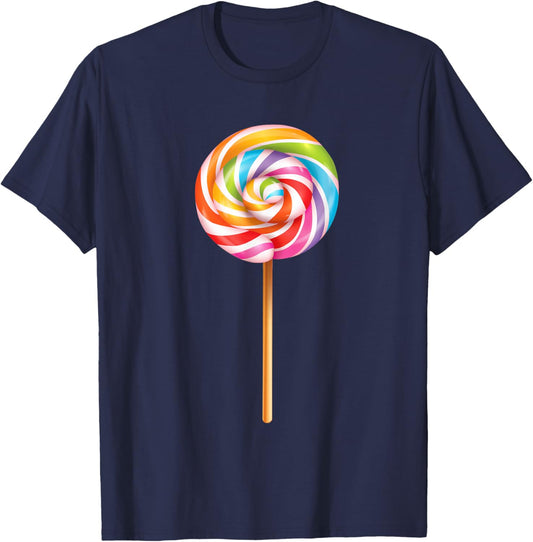 Lollipop Shirt Men Women Children Rainbow Sucker Candy Costume T-Shirt - T-Shirt | Navy