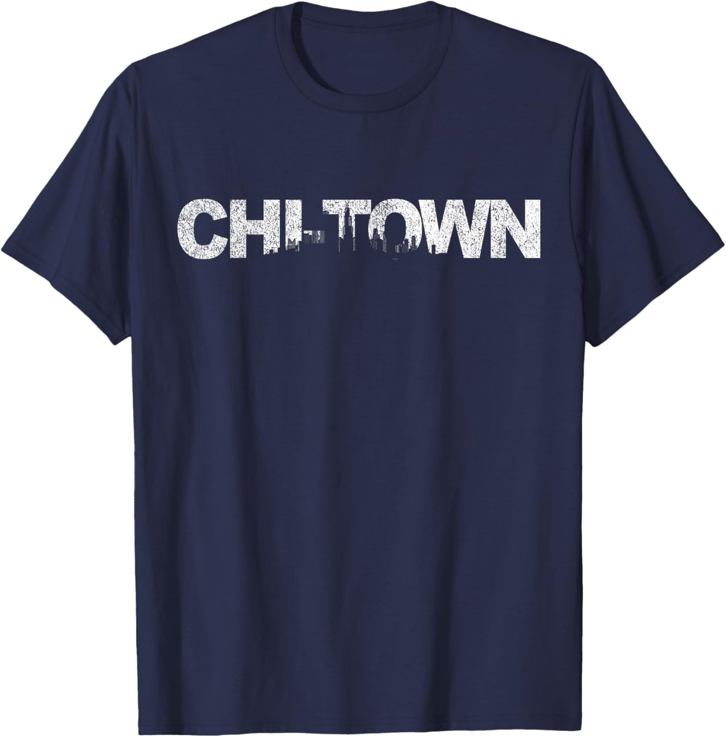 Chi-Town Chicago Skyline Chicago Souvenir Retro T-Shirt - T-Shirt | Navy