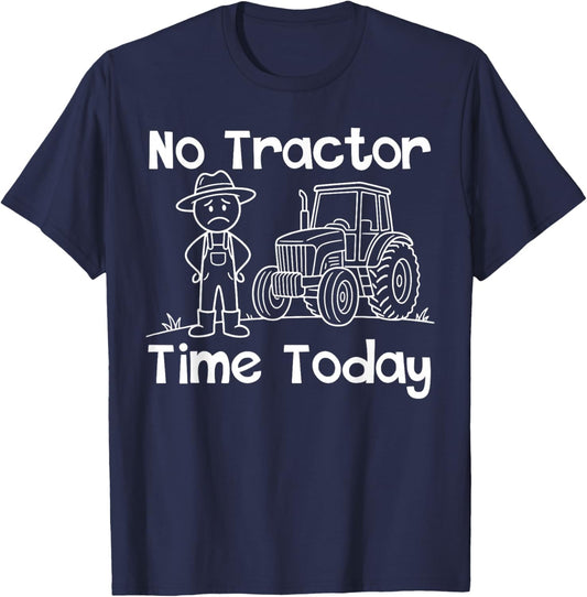 No Tractor Time Today Funny Farmer Stickman Minimalist Art T-Shirt - T-Shirt | Navy