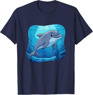 Scène sous-Marine de Dauphin Souriant pour Enfants T-Shirt - T-Shirt | Navy