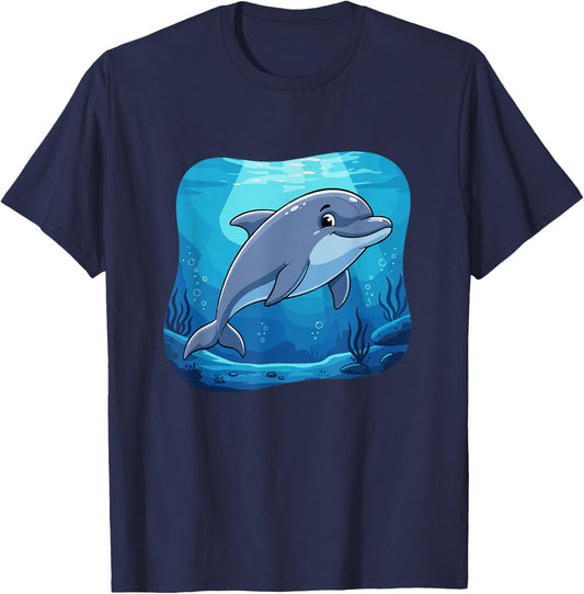Scène sous-Marine de Dauphin Souriant pour Enfants T-Shirt - T-Shirt | Navy