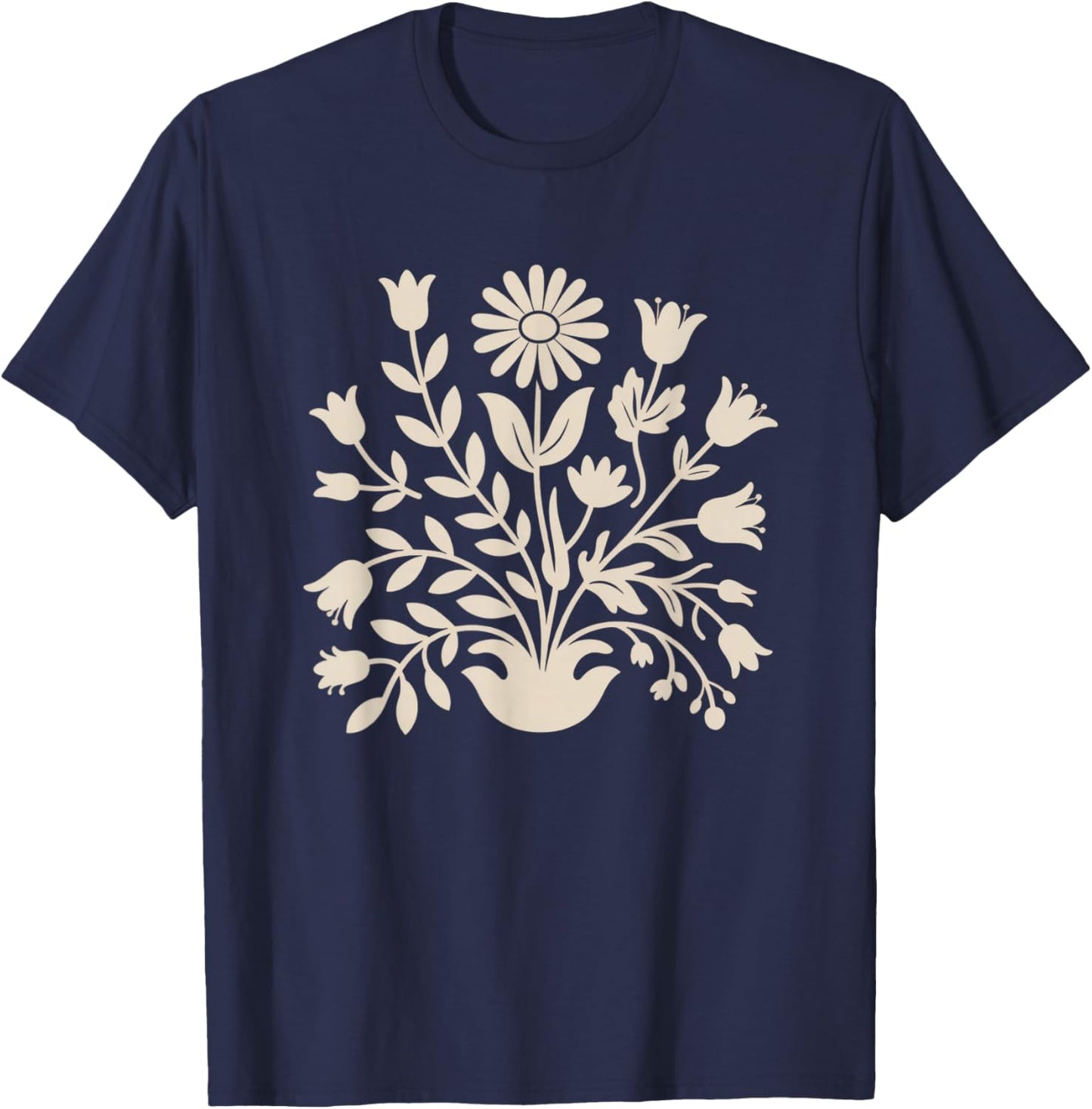 Field Vibe Vintage Flower Arrangement T-Shirt - T-Shirt | Navy