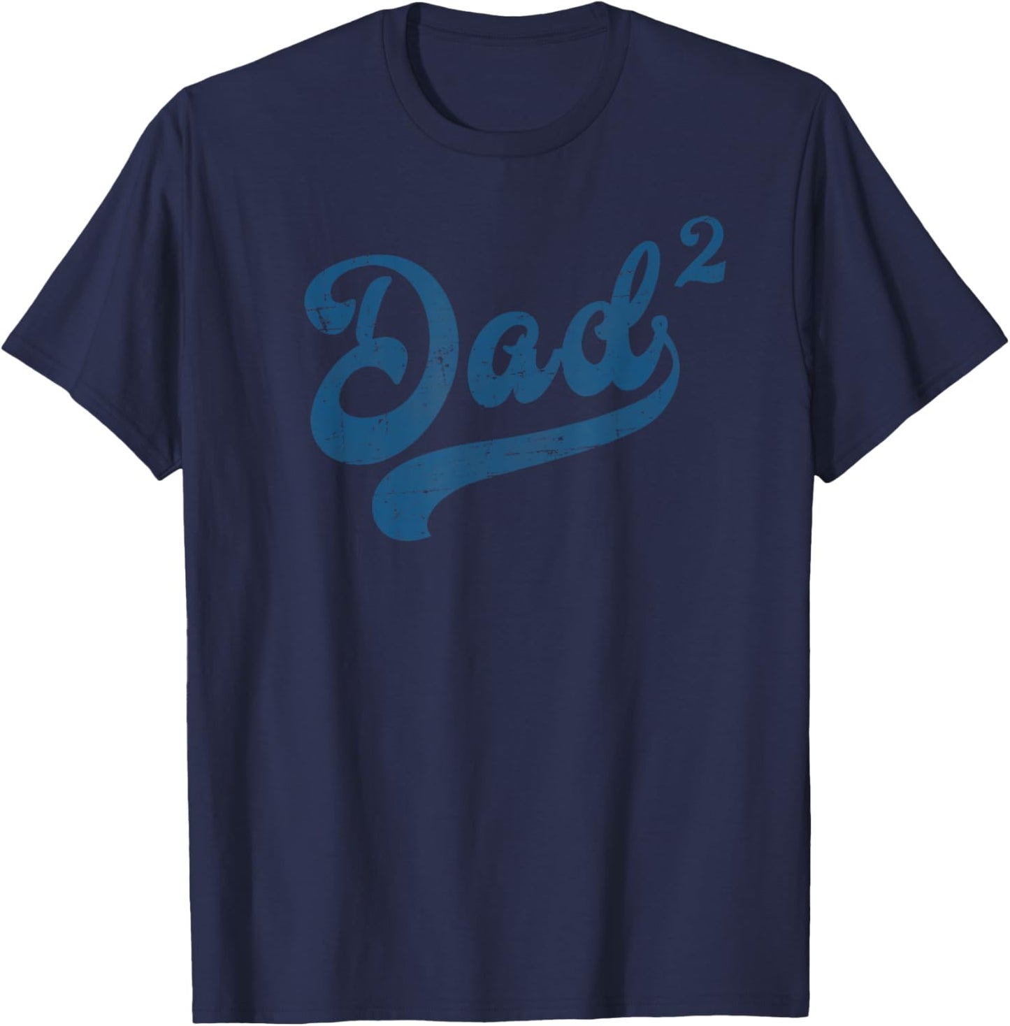 Dad2 Squared Vintage Father's Day Daddy of 2 Kids Father T-Shirt - T-Shirt | Navy