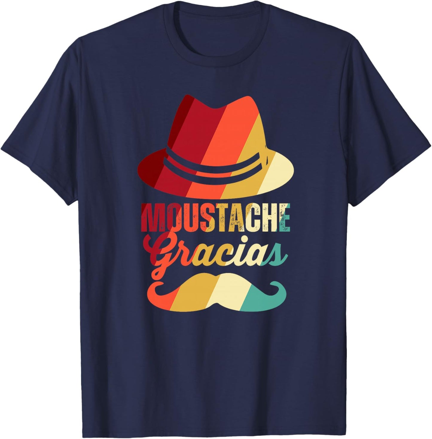 Moustache Papa Moustache Lover Fête des Pères Moustache Gracias Haut de Gamme T-Shirt - T-Shirt | Navy