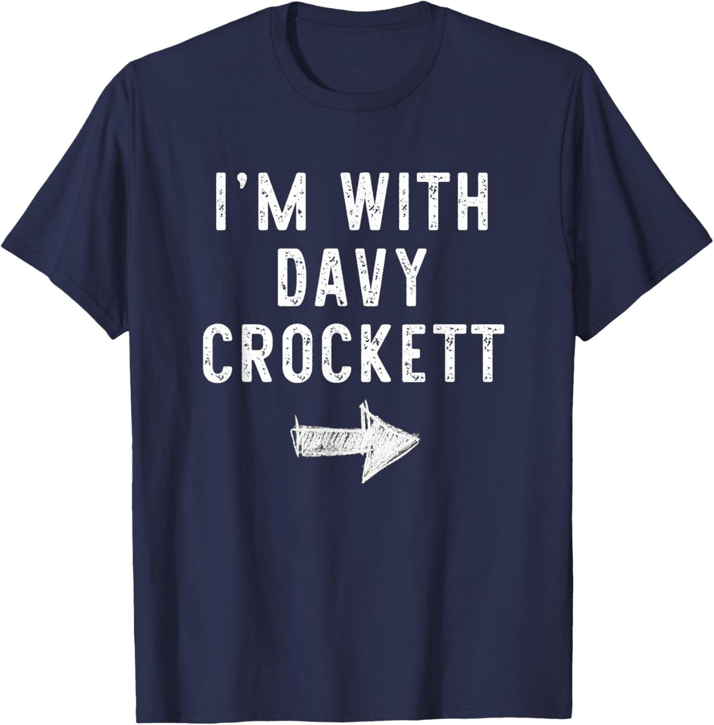 I’m with Davy Crockett Funny Halloween Couple Costume T-Shirt - T-Shirt | Navy