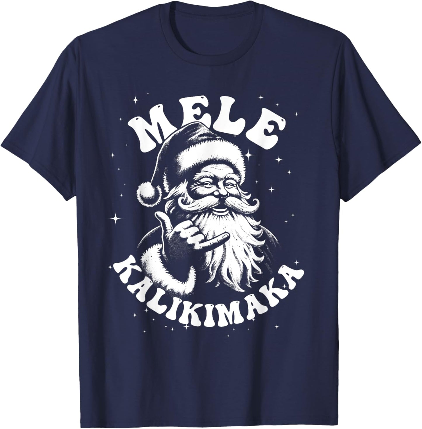 Retro Christmas Surf, Mele Kalikimaka Santa Shaka Hawaii T-Shirt - T-Shirt | Navy