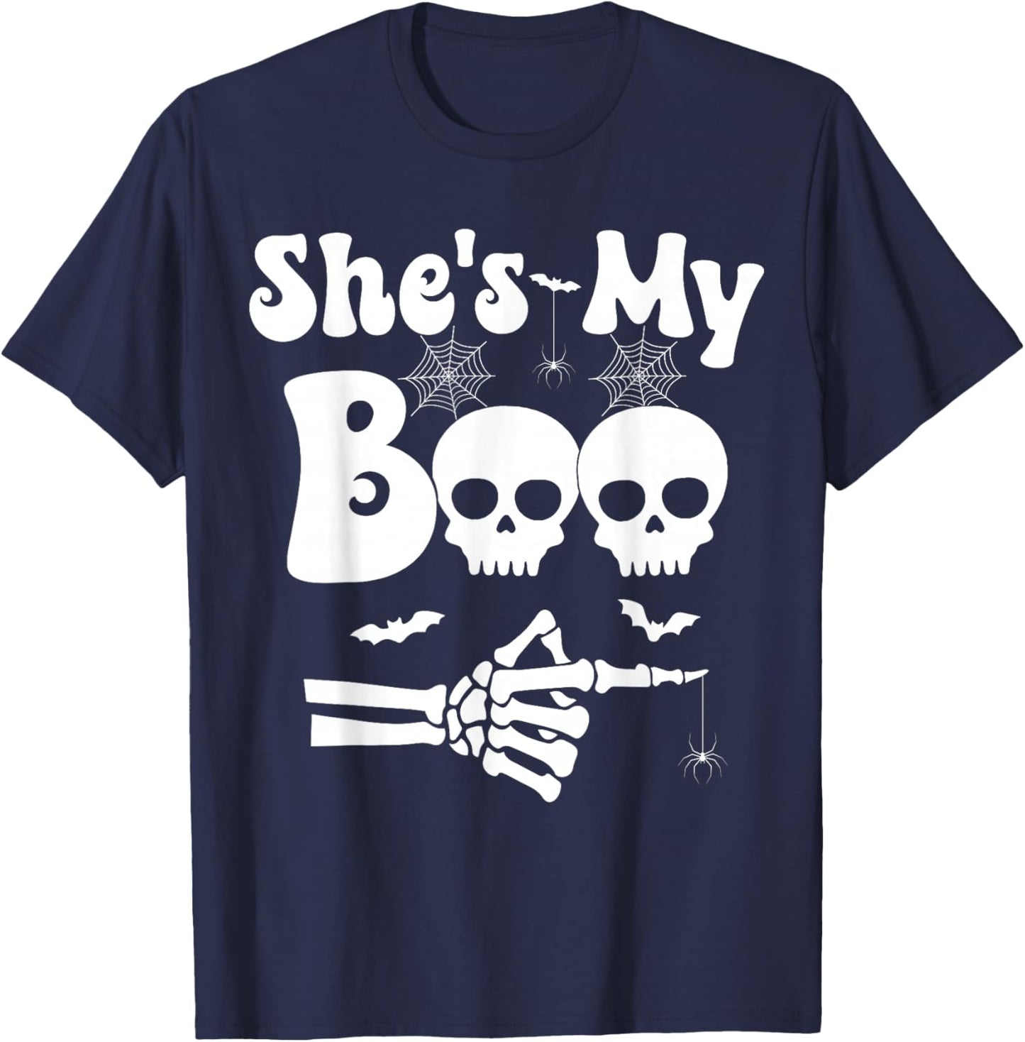 She’s My Boo Skeleton Couples Matching Couple Halloween T-Shirt - T-Shirt | Navy