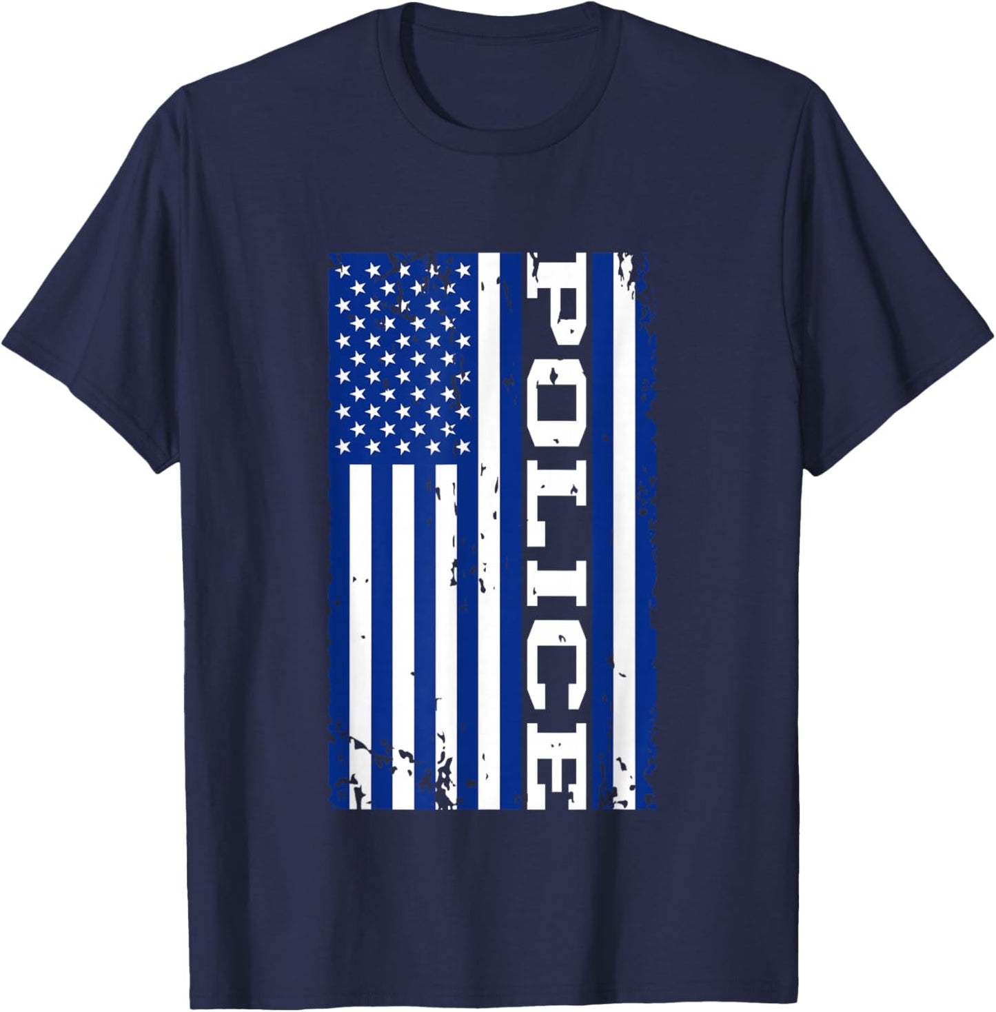 Police Officer USA American Flag T-Shirt - T-Shirt | Navy