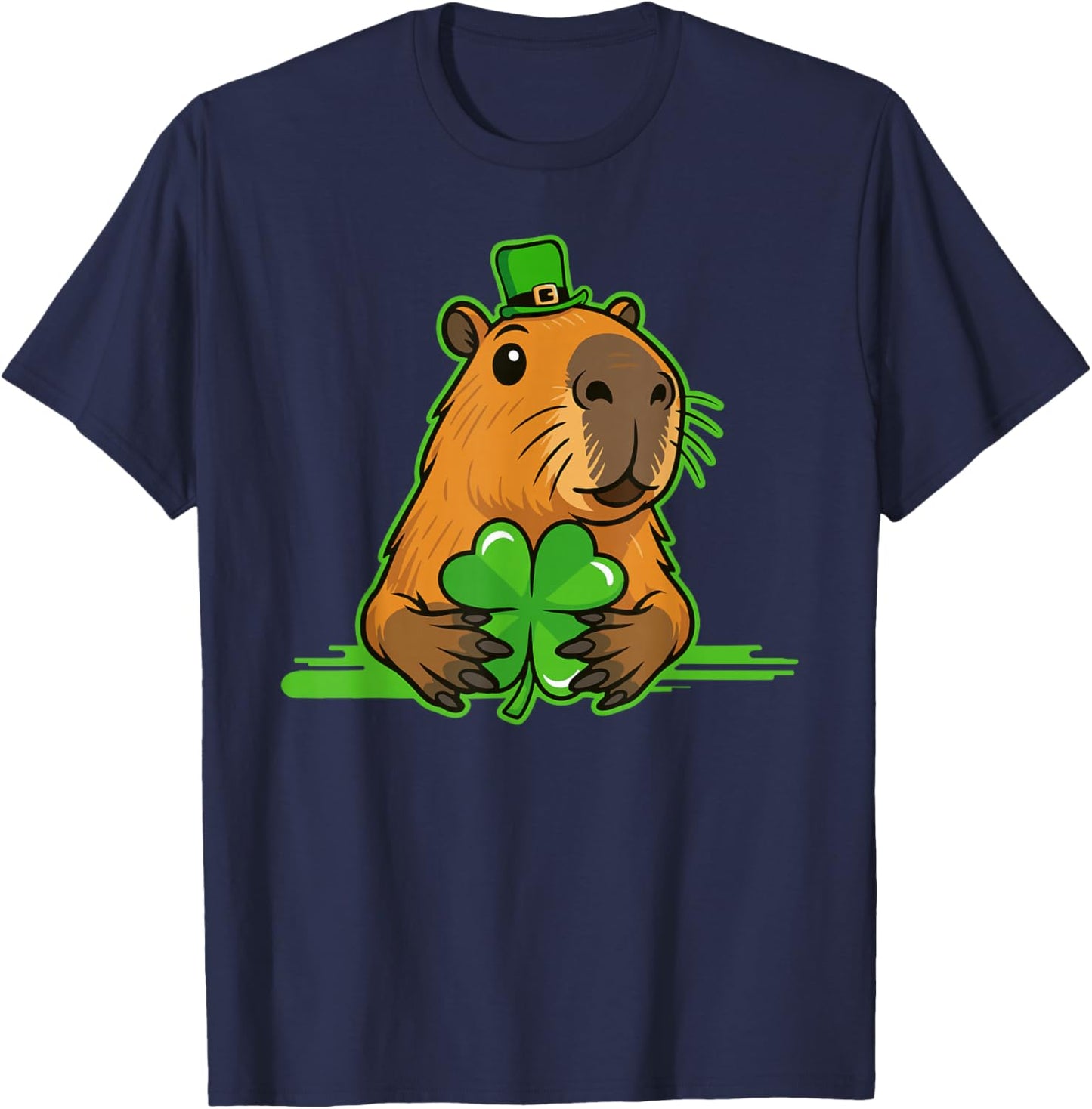 Capybara St. Patty's Shamrock Luck Funny St. Patrick's Day T-Shirt - T-Shirt | Navy