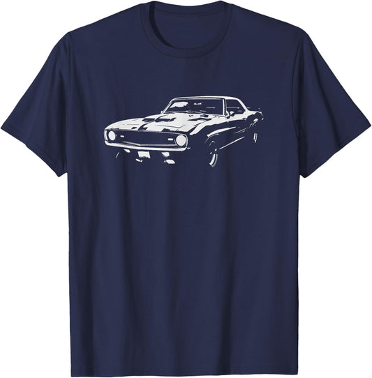 Classic Muscle Car Retro Vintage 60s 70s Car Lover Graphic T-Shirt - T-Shirt | Navy