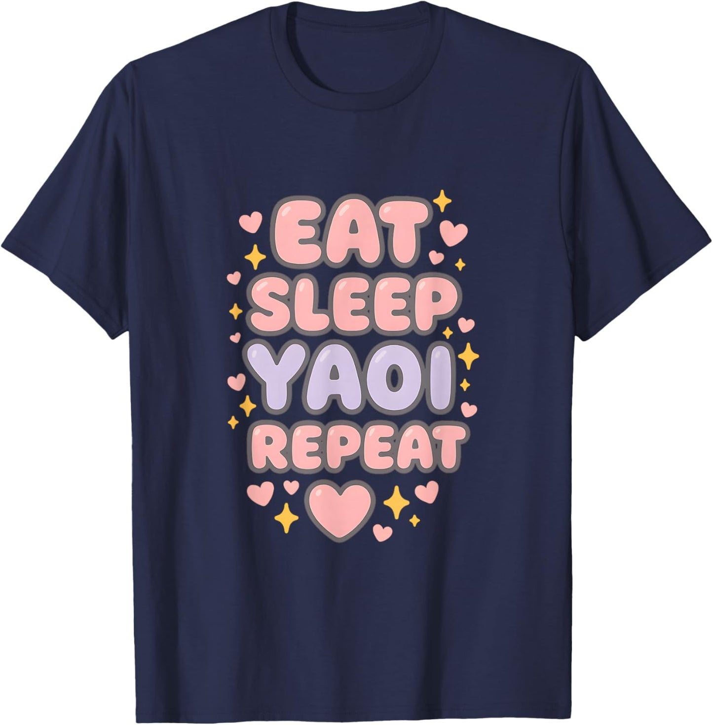 Boy's Love Manga Eat Sleep Yuri Yaoi Repeat T-Shirt - T-Shirt | Navy