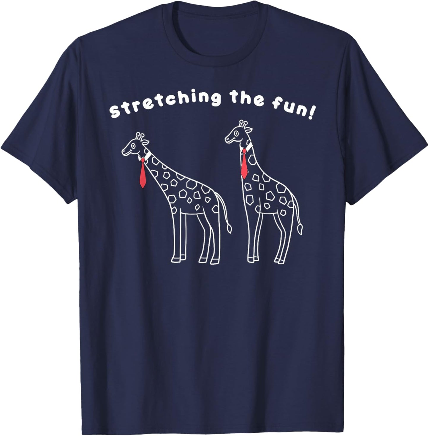 Long Neck Laughs - Giraffes in Ties Stretching Smiles T-Shirt - T-Shirt | Navy