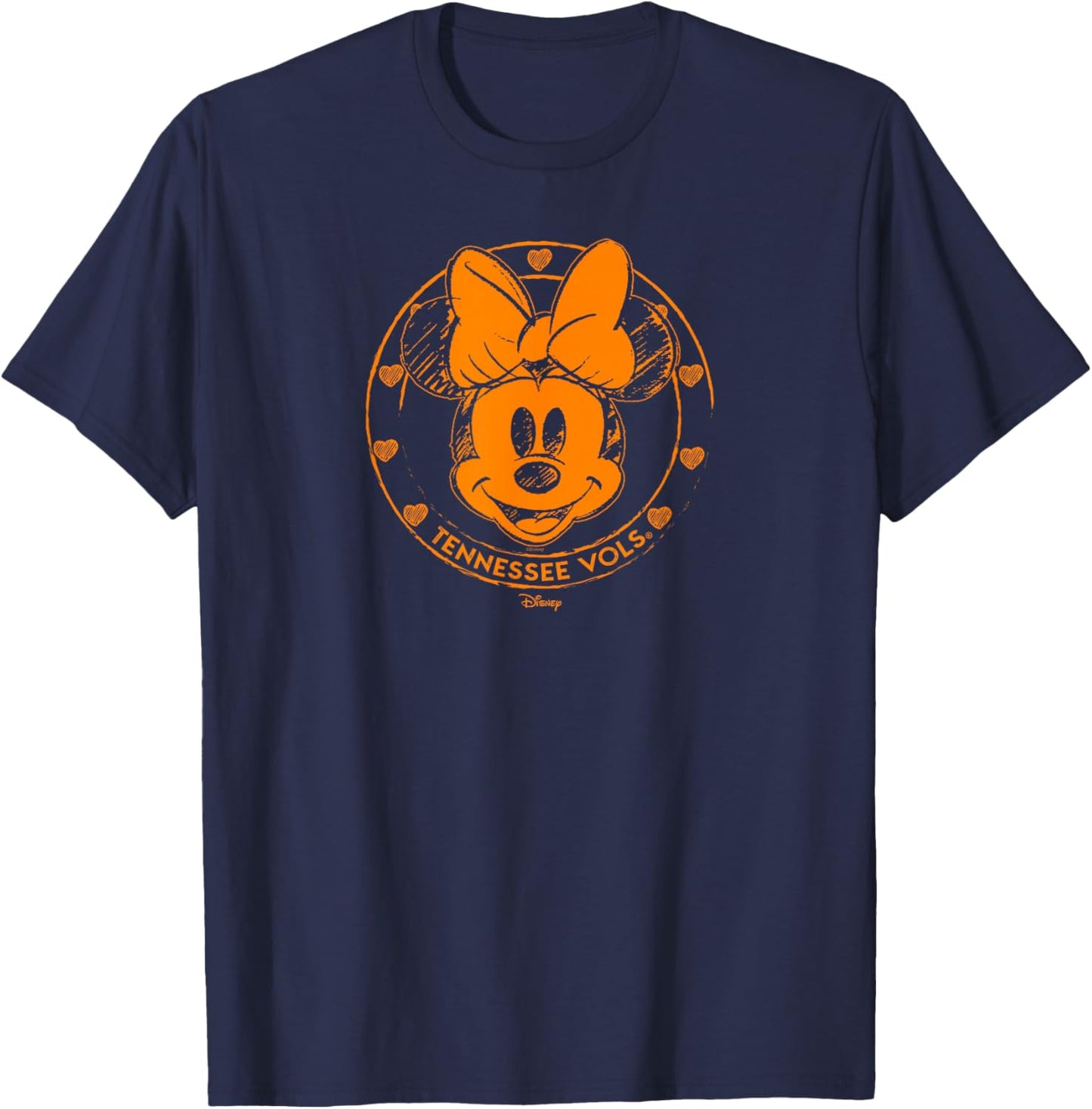 Tennessee Volunteers Minnie Mouse Sketch Dark Gray T-Shirt - T-Shirt | Navy