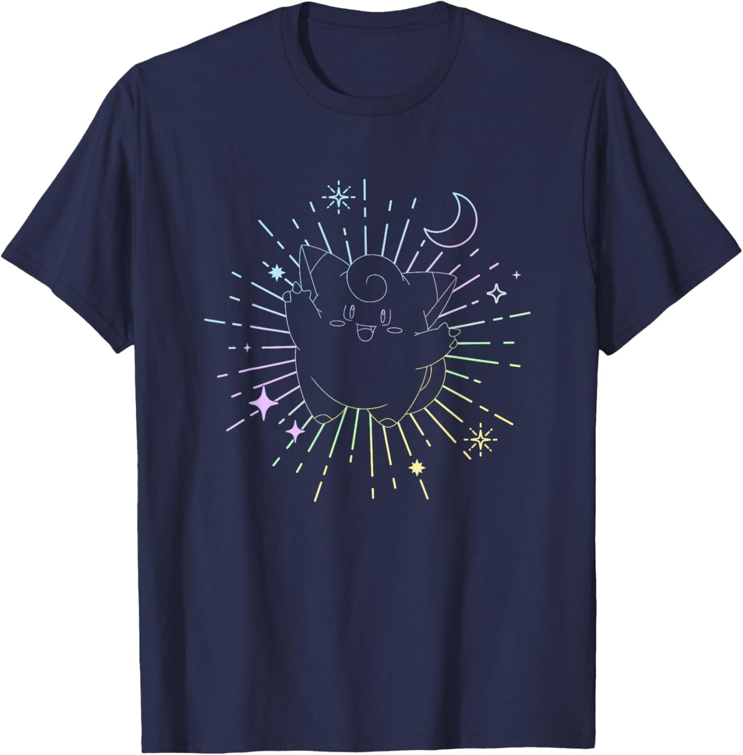 Pokémon Clefairy Metronome Outline Retro Stars T-Shirt - T-Shirt | Navy