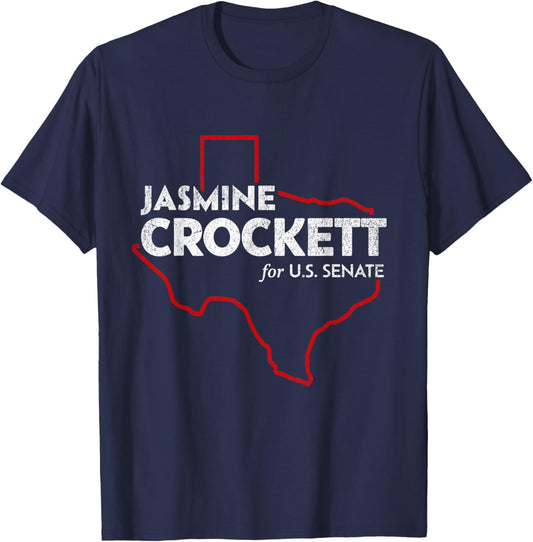 Jasmine Crockett for Texas Senate 2026 T-Shirt - T-Shirt | Navy