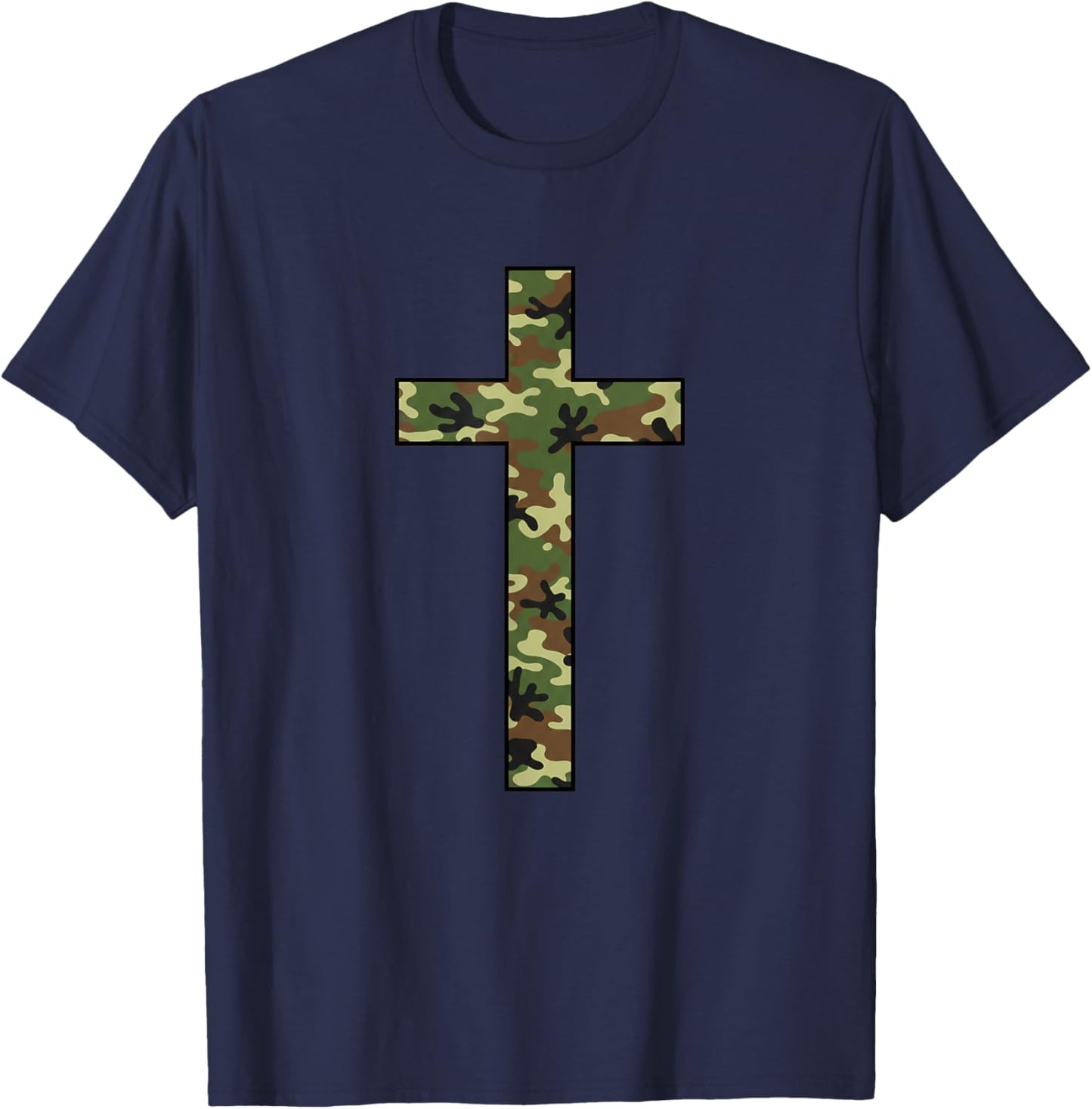 Christian Camo Cross - Military Faith Camouflage Cross T-Shirt - T-Shirt | Navy