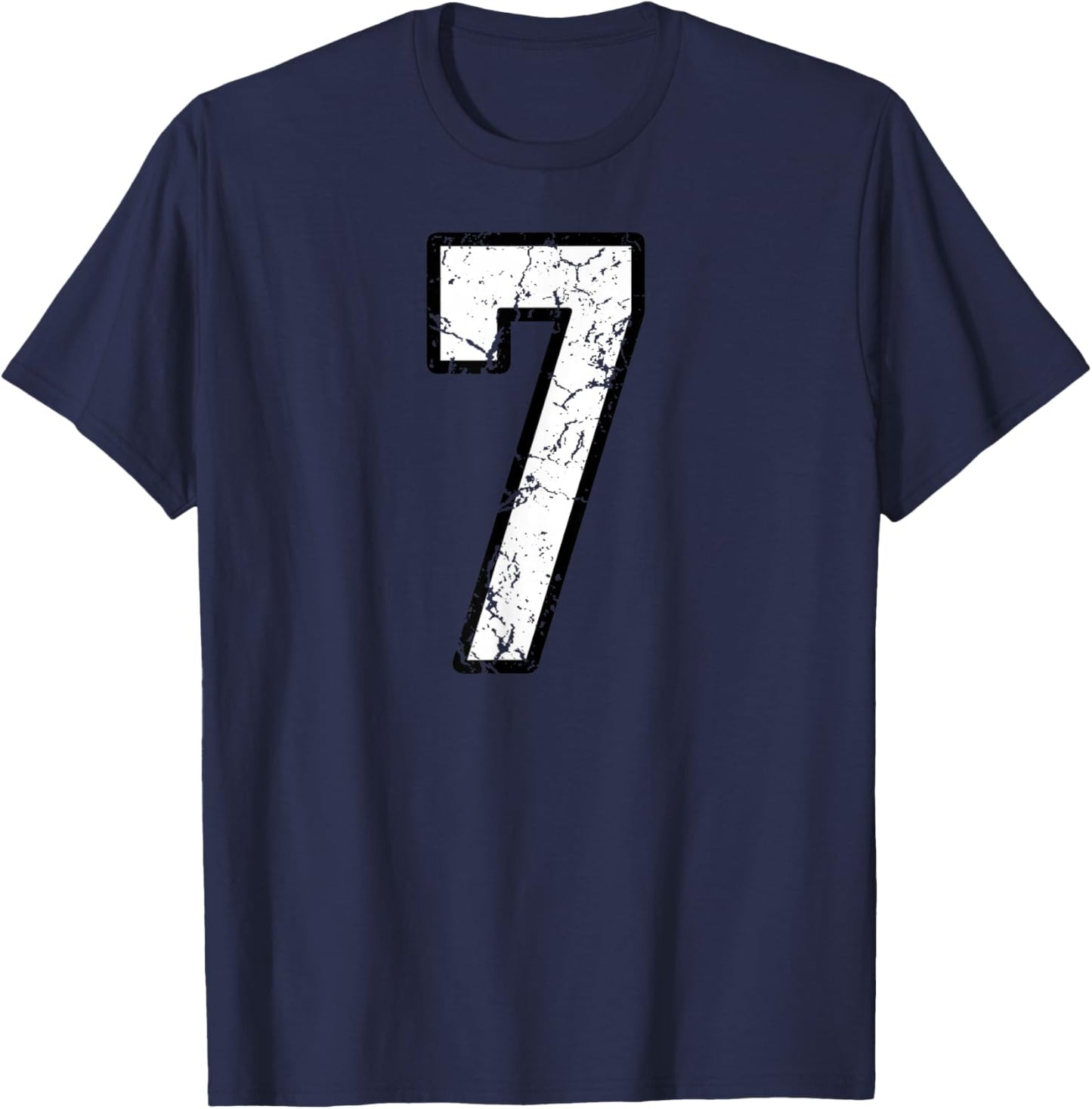White and Black Sports Number 7 Jersey Uniform Player T-Shirt - T-Shirt | Navy