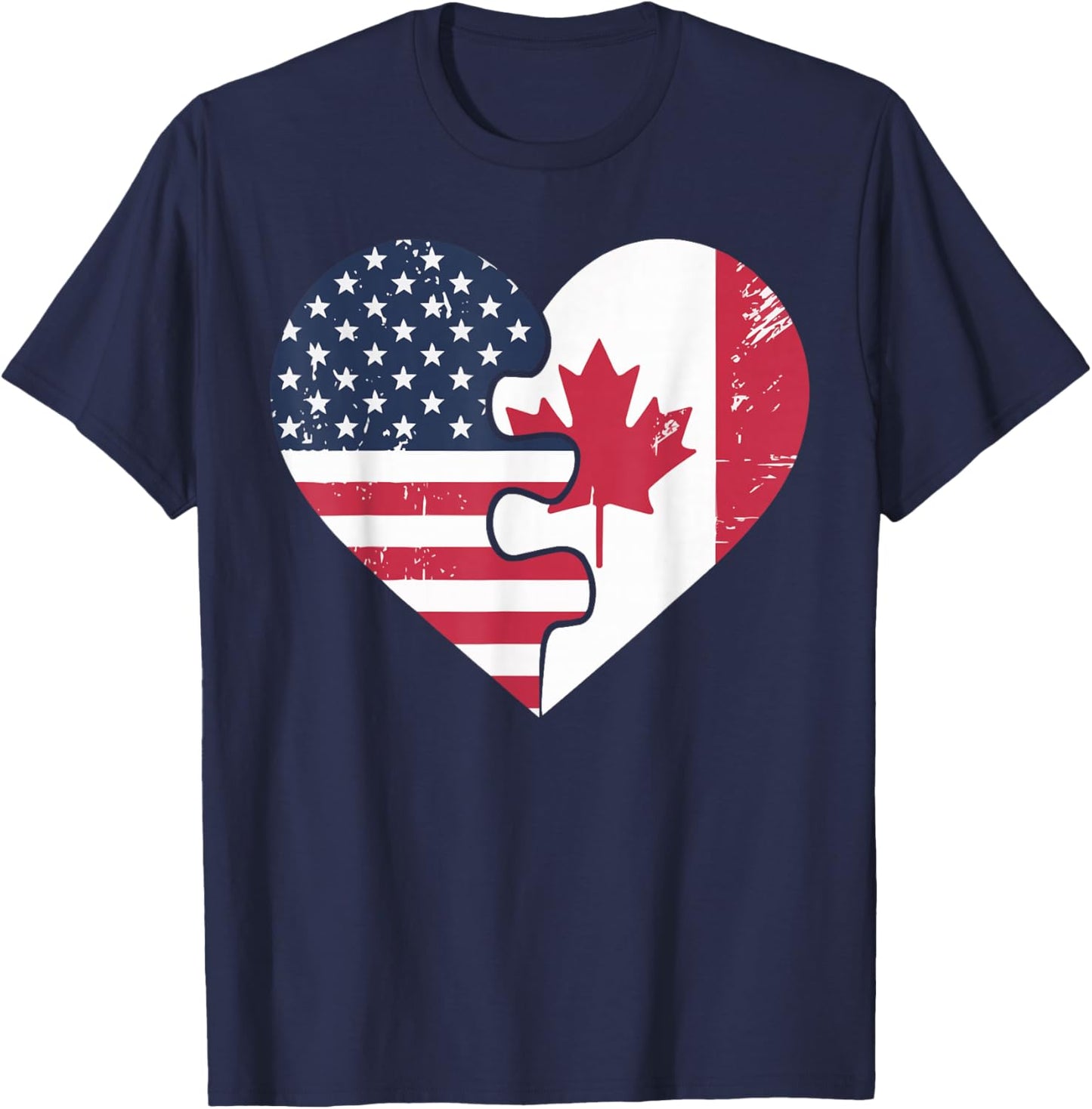Half American Half Canadian USA Flag Canada America T-Shirt - T-Shirt | Navy
