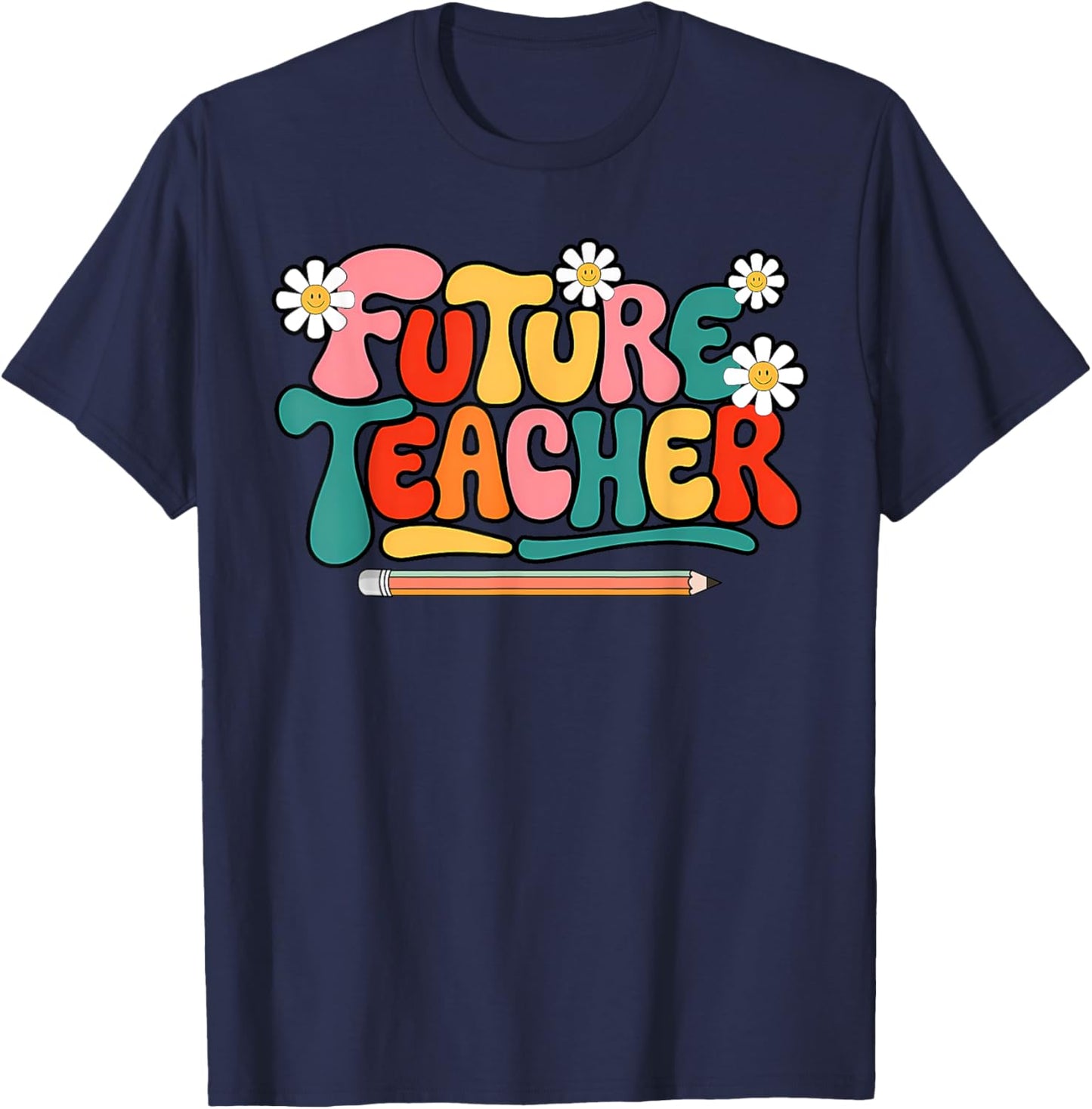 Groovy Future Teacher Student Graduation Teacher In Progress T-Shirt - T-Shirt | Navy