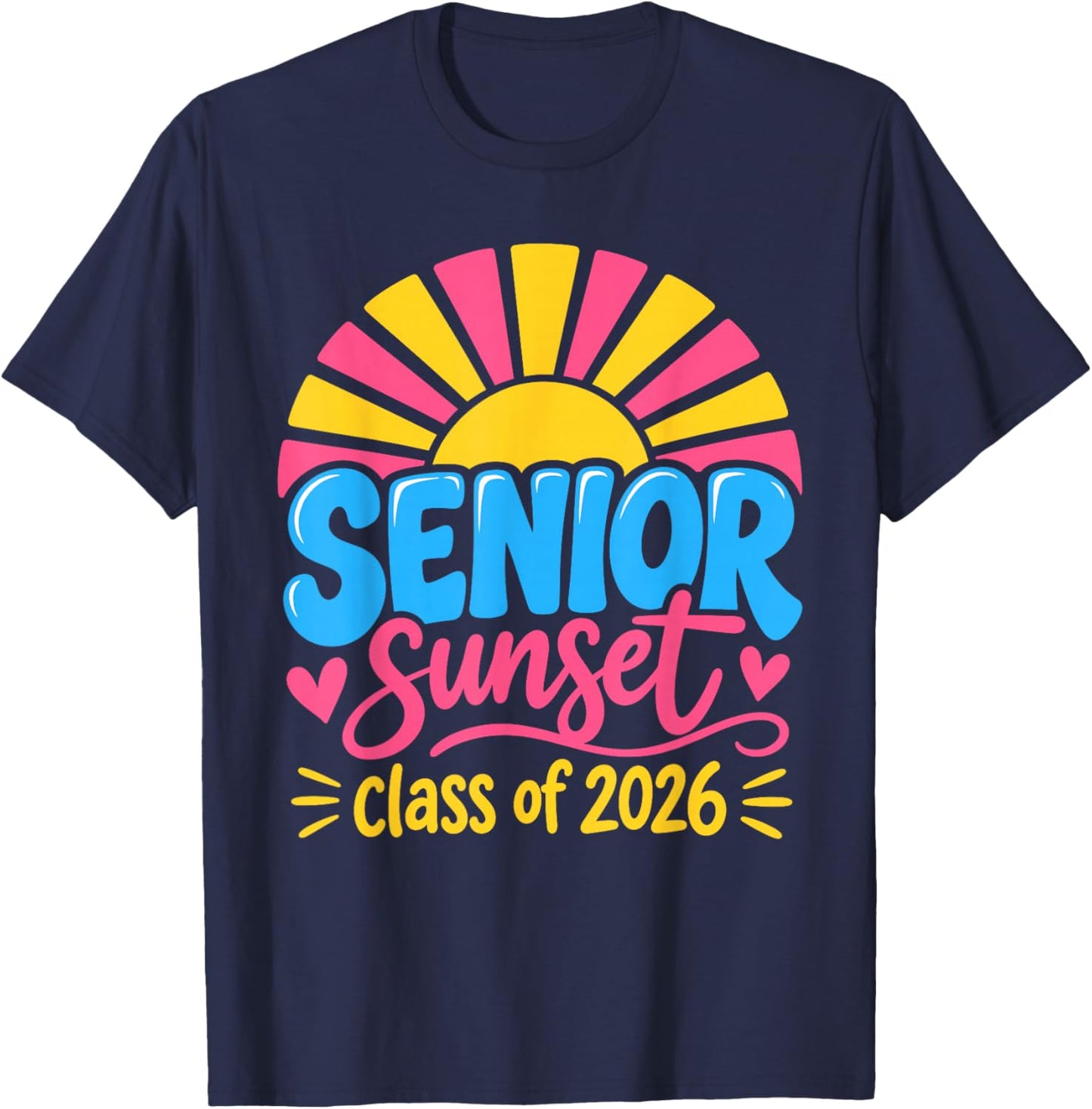 Senior Sunset Retro Graduation Class 2026 T-Shirt - T-Shirt | Navy