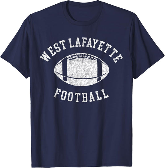 West Lafayette Football Distressed Vintage 80's Throwback T-Shirt - T-Shirt | Navy