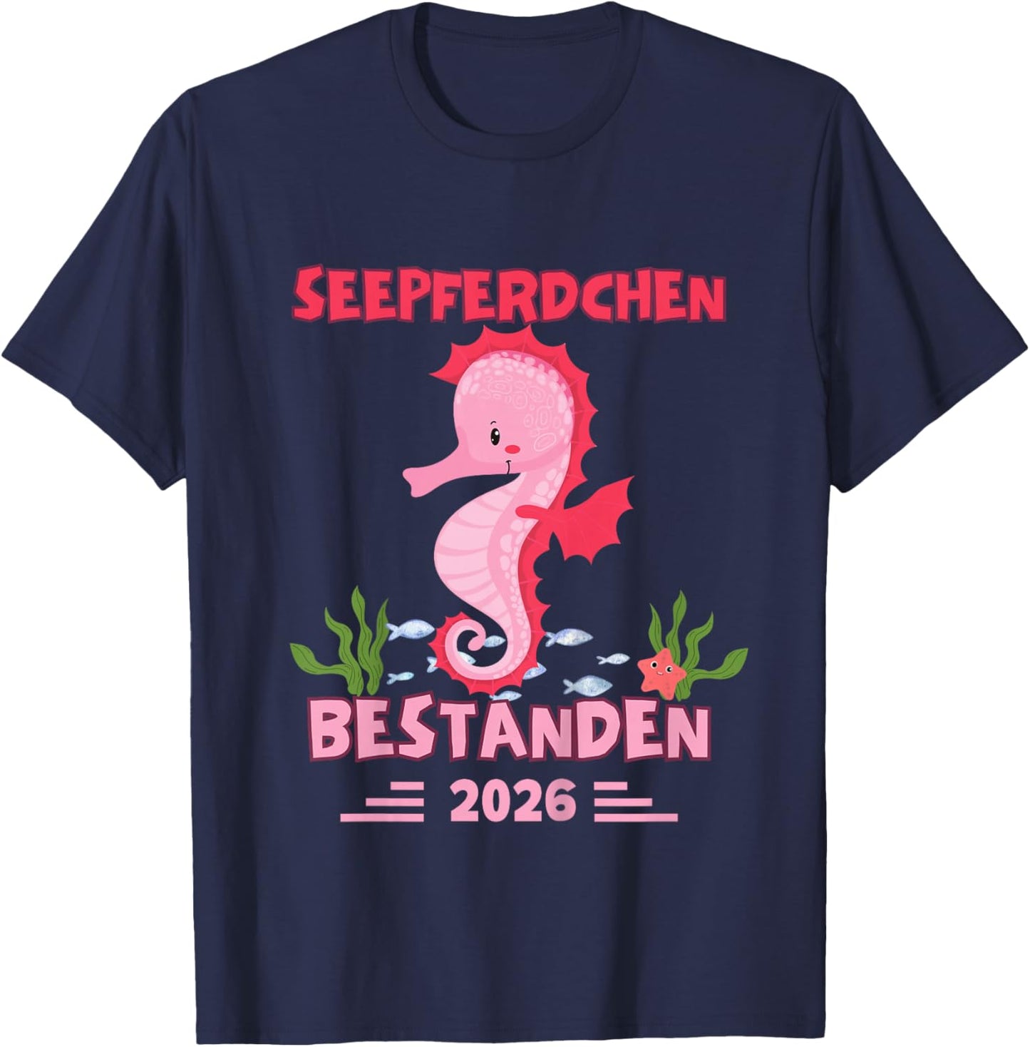 Seahorse Bestanden Frühschwimmer Badge, 2026 T-Shirt - T-Shirt | Navy