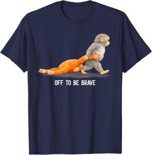 Off to Be Brave Monkey Punch Viral Baby Monkey Plush Meme T-Shirt - T-Shirt | Navy