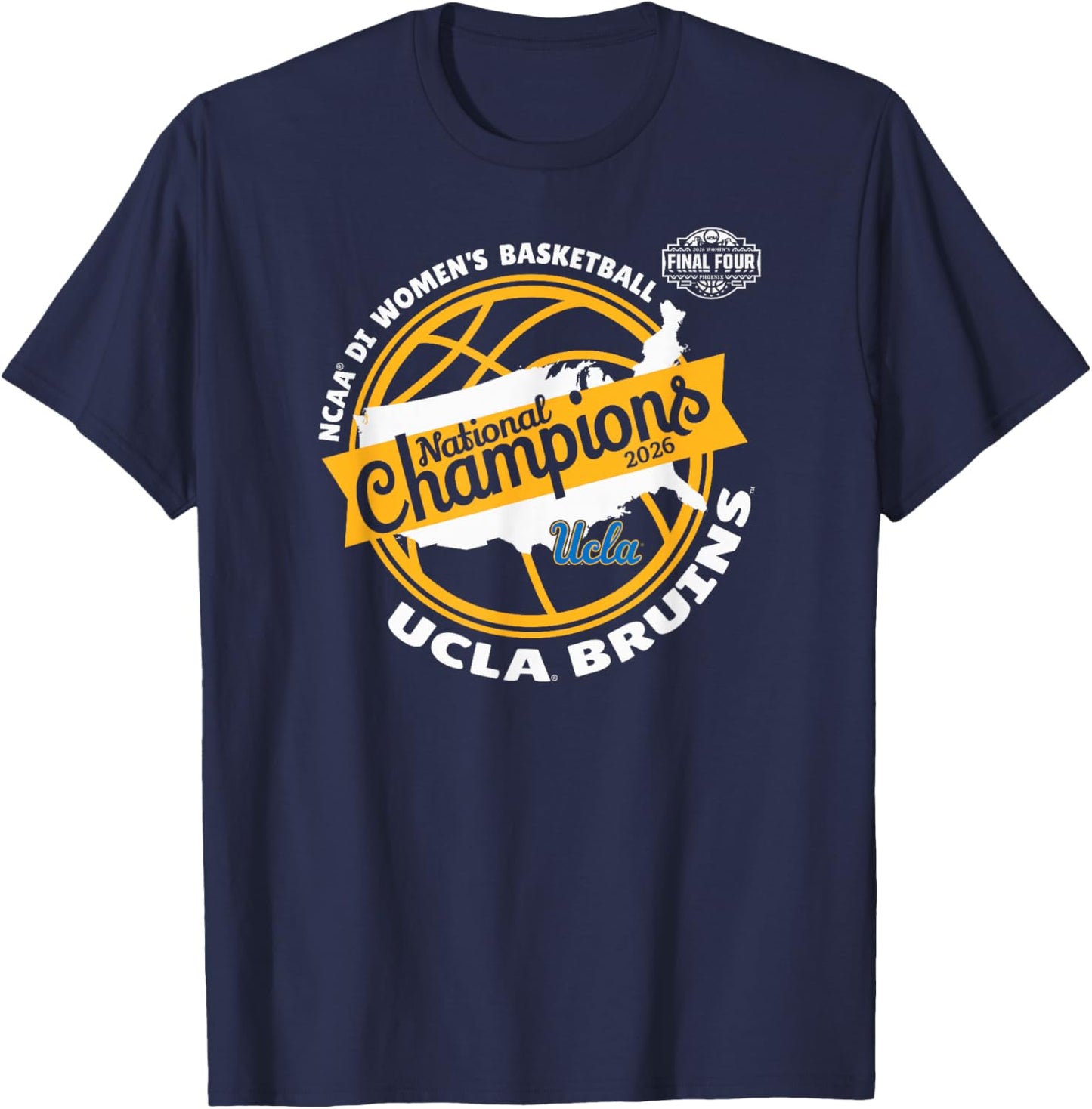 UCLA Bruins Women's Basketball 2026 National Champs Black T-Shirt - T-Shirt | Navy