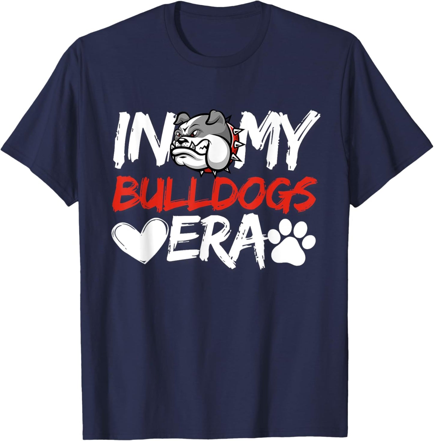 In My Bulldogs Era Bulldog Mascot Sports Fan Vintage Men Boy T-Shirt - T-Shirt | Navy