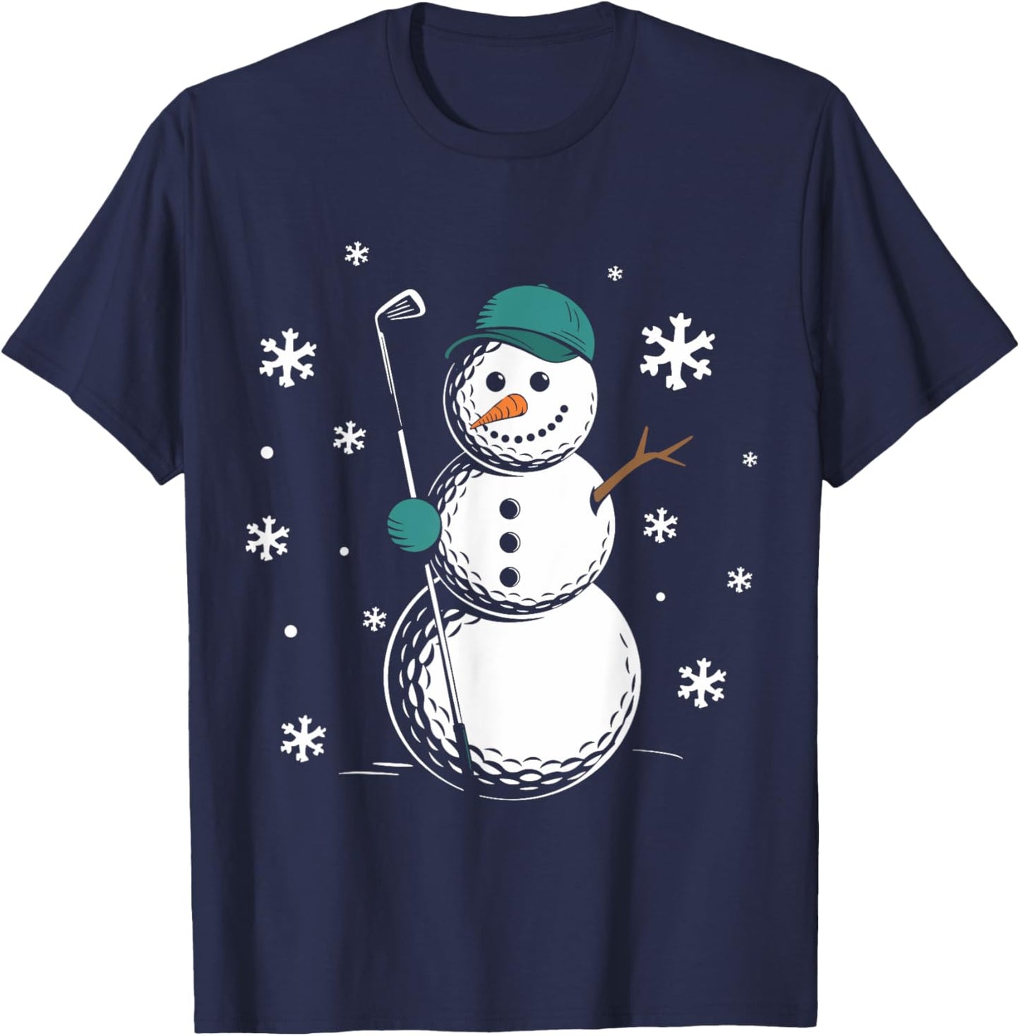 Funny Golfing Snowman Balls Snow Winter Holiday For Golfers T-Shirt - T-Shirt | Navy