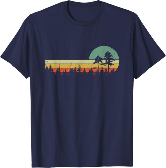 Mountain Nature Forest Outdoor Gifts Vintage Forest Trees Wildlife Nature T-Shirt - T-Shirt | Navy