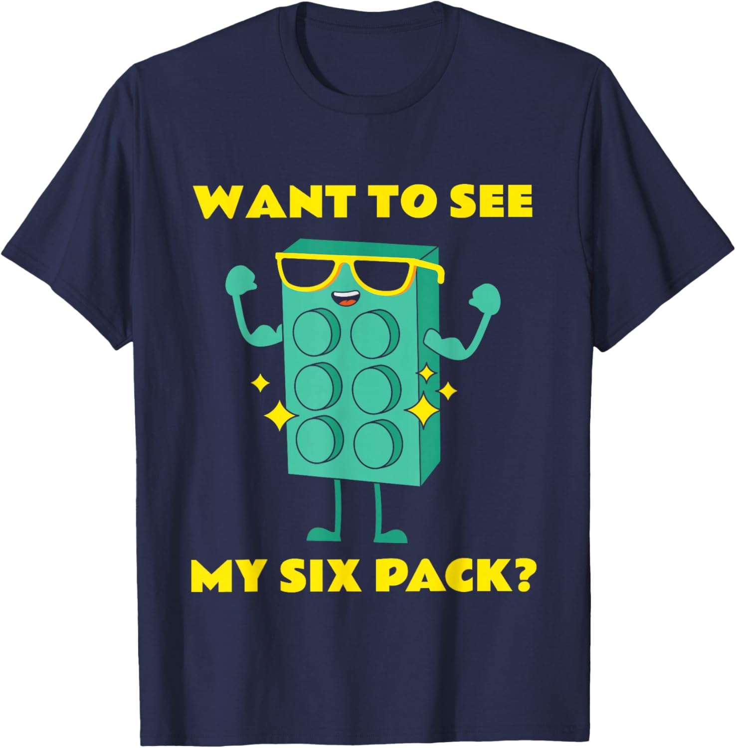 Funny Six Pack Bricks Lover Master Builder Gift T-Shirt - T-Shirt | Navy
