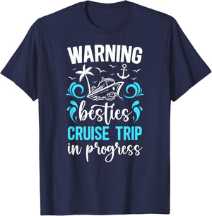 Besties Cruise Trip 2025 in Progess Best Friend Cruising T-Shirt - T-Shirt | Navy